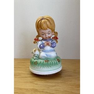 Ceramic Girl Praying With Dog Music Spins And Plays Music‎ Fred Roberts Company